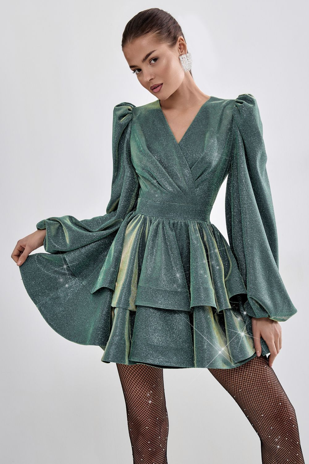 Dress with flounces