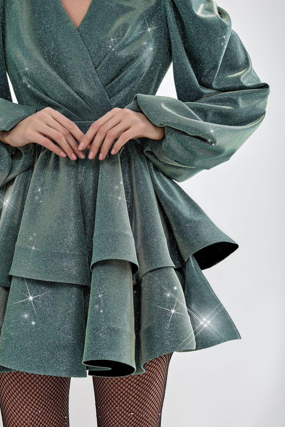 Dress with flounces