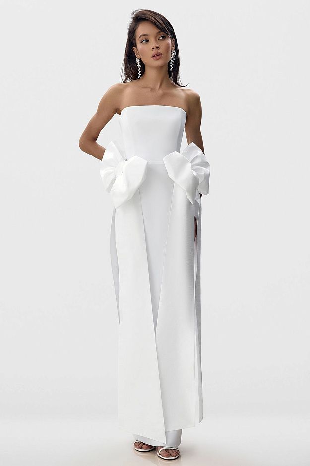 Sculpted Gown with Removable Bows