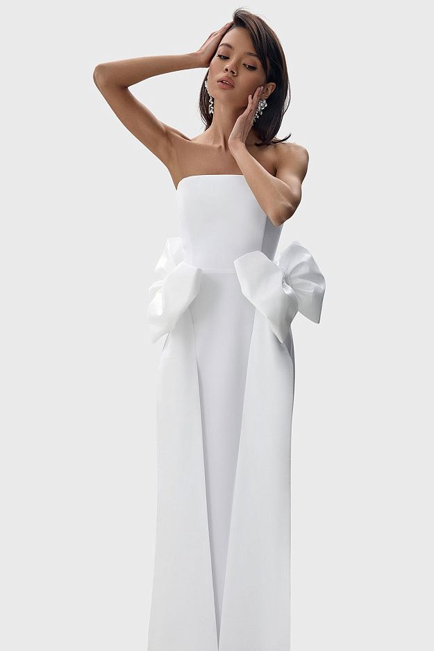 Sculpted Gown with Removable Bows