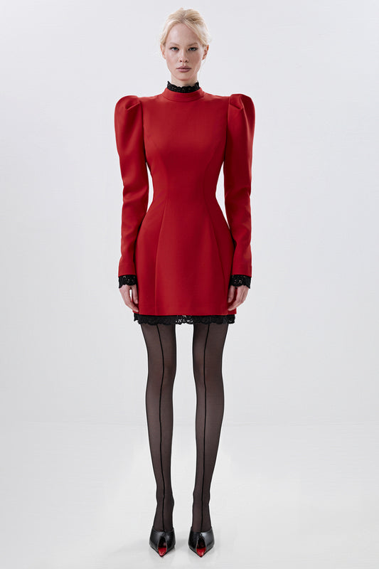 Lace-Trim Mini Dress