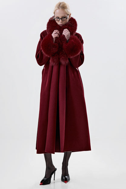 100% Wool Coat with Detachable Arctic Fox Fur