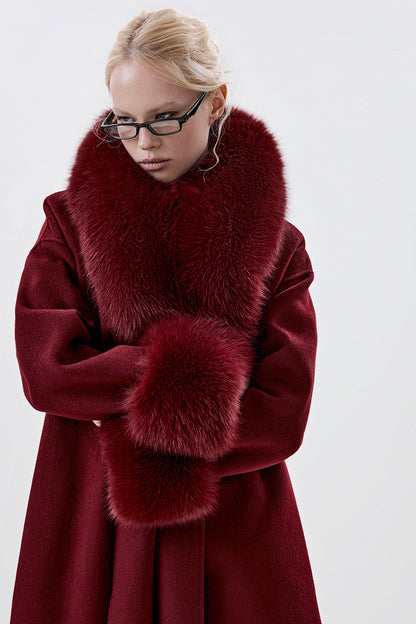 100% Wool Coat with Detachable Arctic Fox Fur