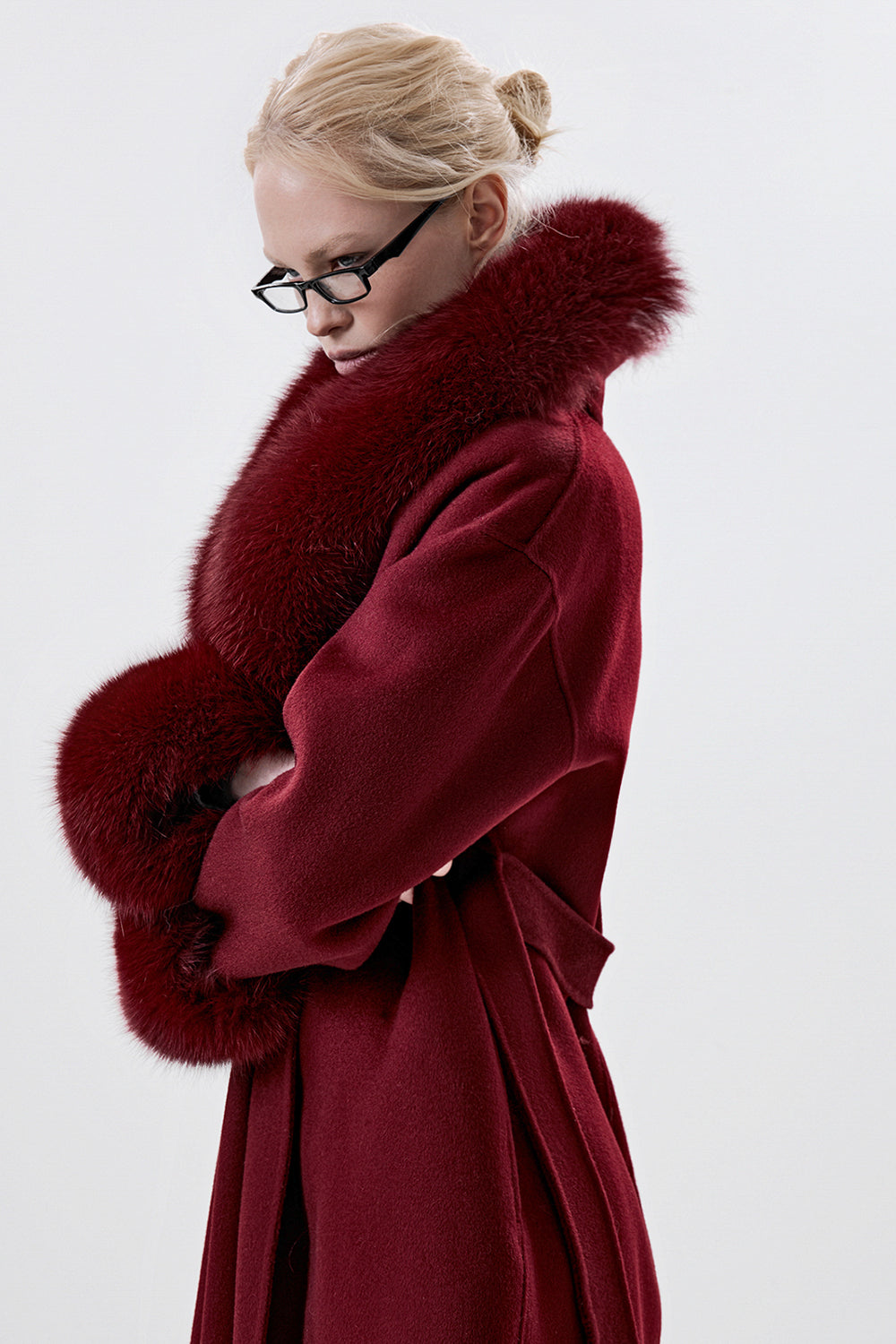 100% Wool Coat with Detachable Arctic Fox Fur
