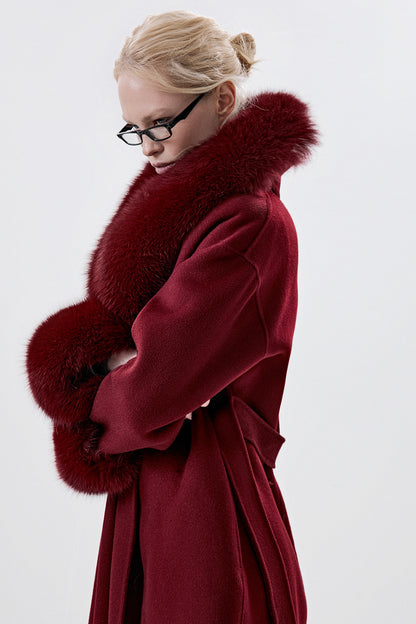 100% Wool Coat with Detachable Arctic Fox Fur