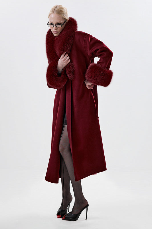 100% Wool Coat with Detachable Arctic Fox Fur