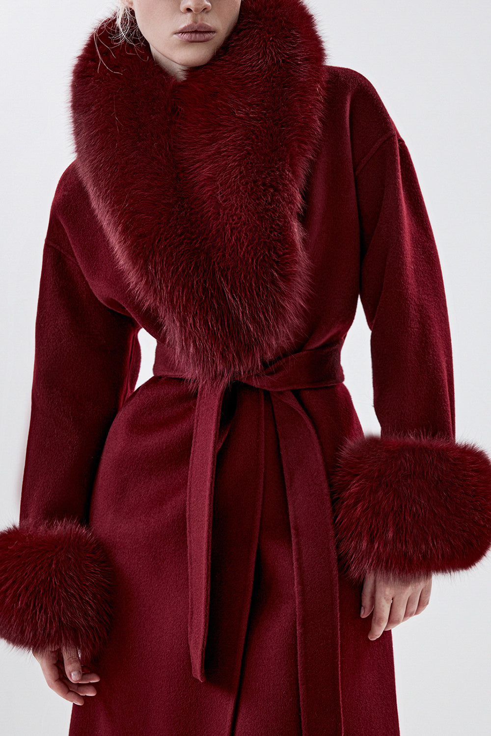 100% Wool Coat with Detachable Arctic Fox Fur