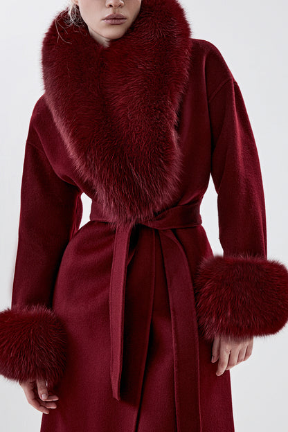 100% Wool Coat with Detachable Arctic Fox Fur