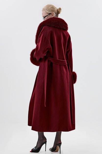 100% Wool Coat with Detachable Arctic Fox Fur