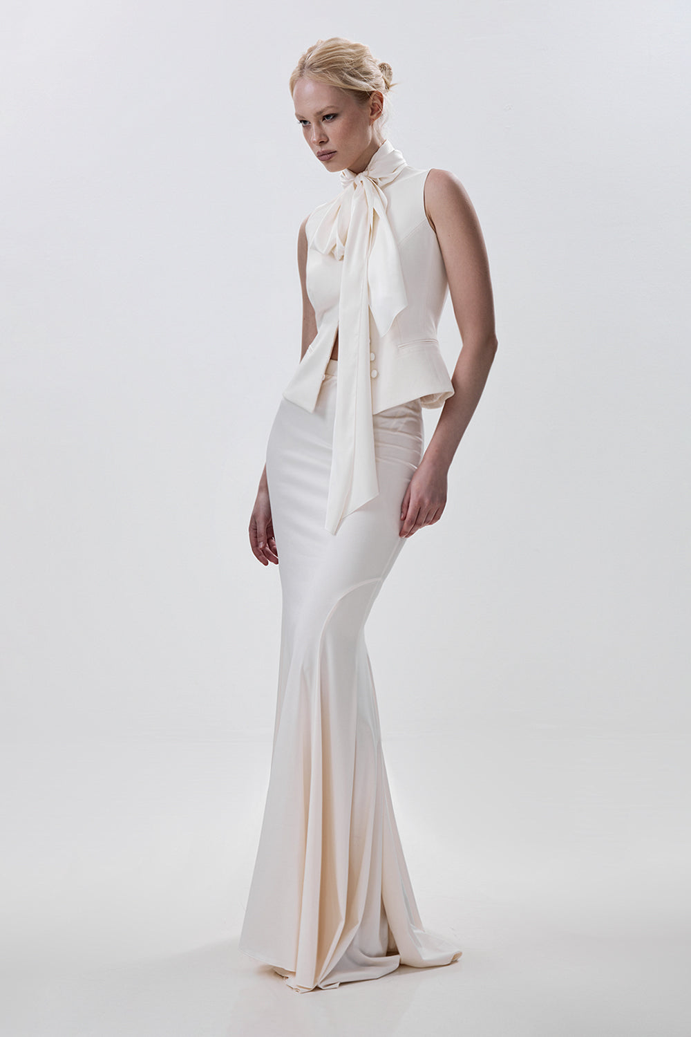 Fitted Waistcoat with Bow Detail