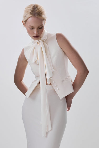 Fitted Waistcoat with Bow Detail