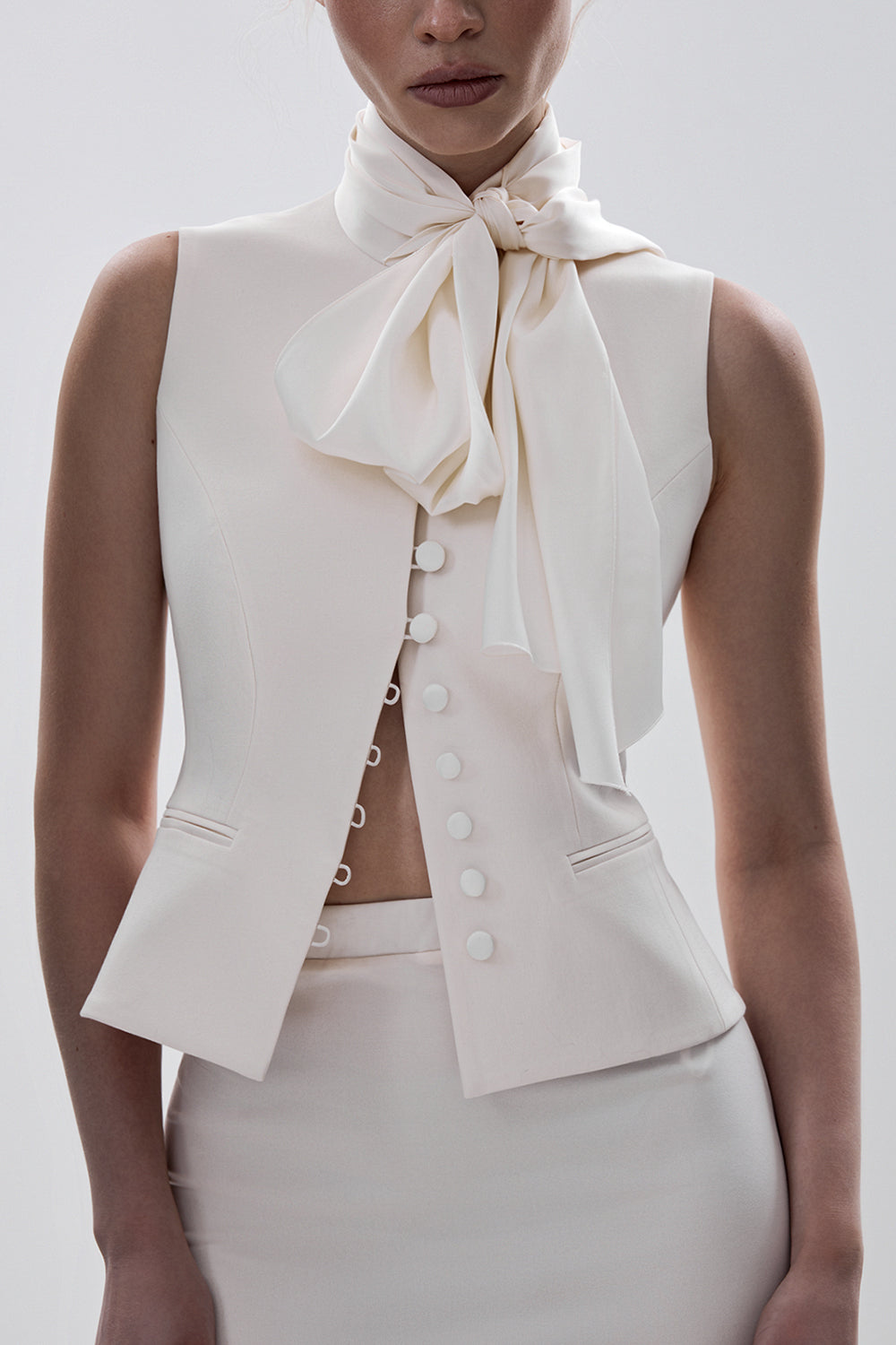Fitted Waistcoat with Bow Detail