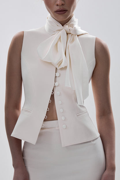 Fitted Waistcoat with Bow Detail