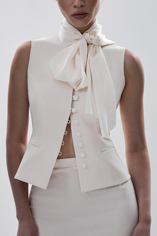 Fitted Waistcoat with Bow Detail