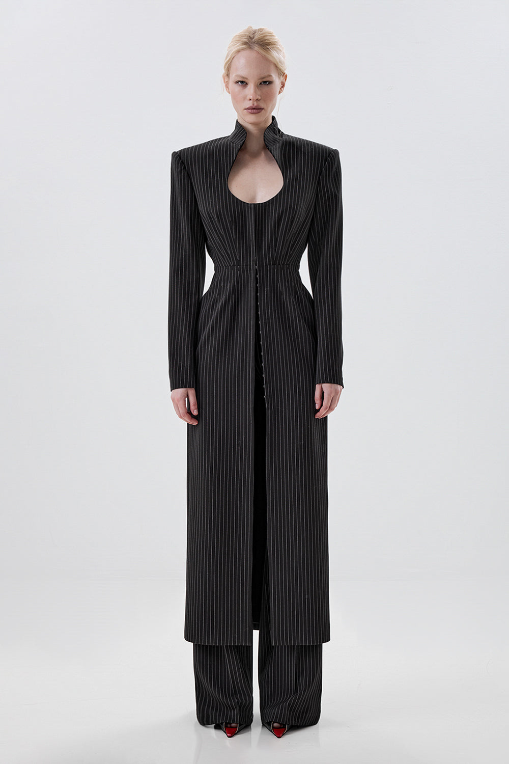 Longline Blazer with Sculpted Neckline