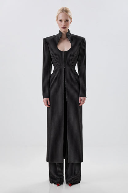 Longline Blazer with Sculpted Neckline