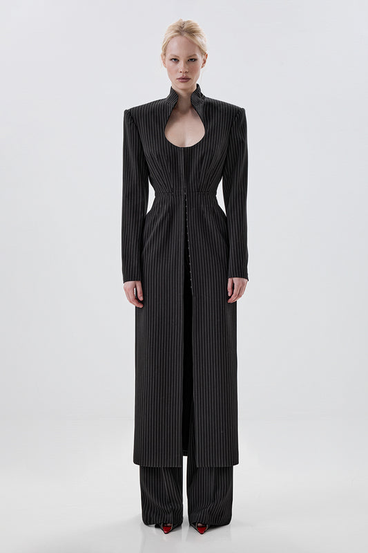 Longline Blazer with Sculpted Neckline
