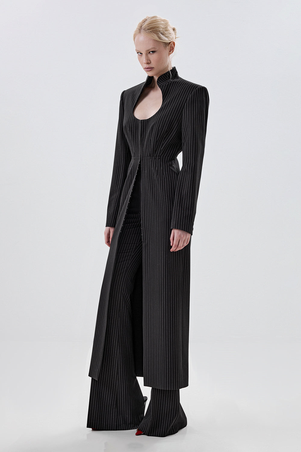 Longline Blazer with Sculpted Neckline