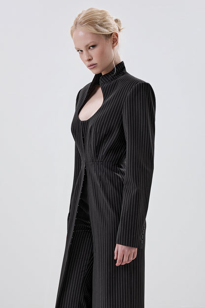 Longline Blazer with Sculpted Neckline