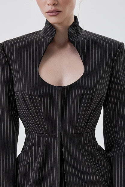 Longline Blazer with Sculpted Neckline