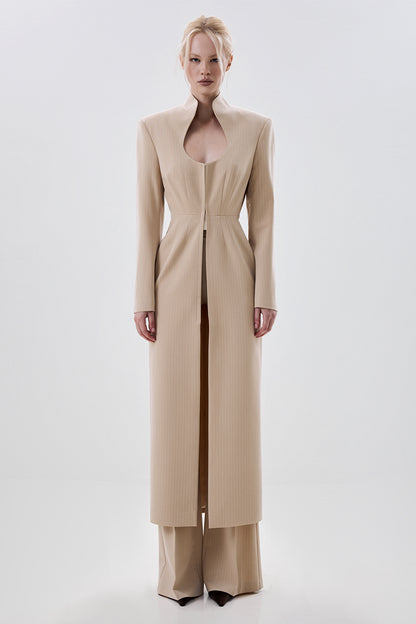 Longline Blazer with Sculpted Neckline