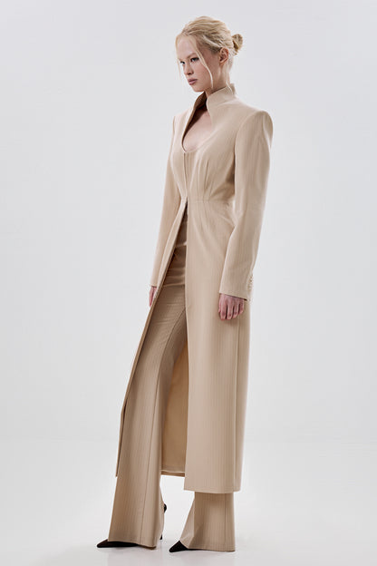 Longline Blazer with Sculpted Neckline