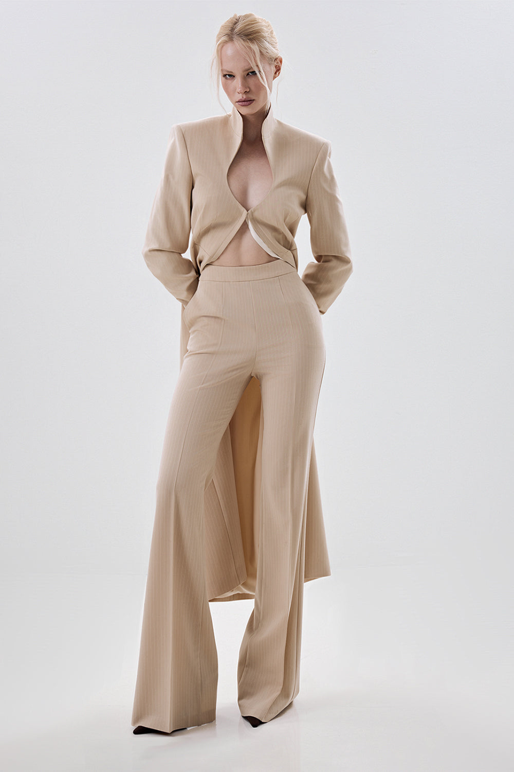 High-Waisted Flared Trousers