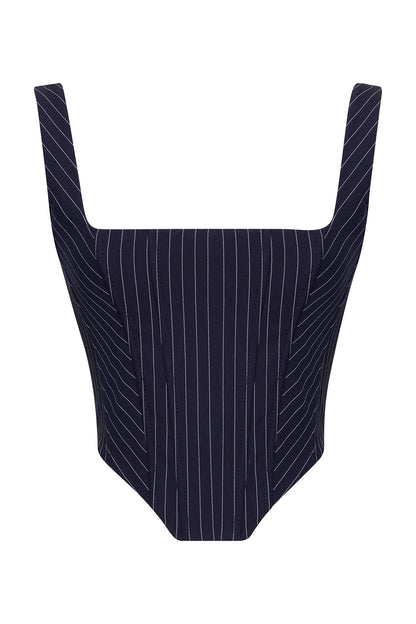 Pinstripe Structured Corset Top