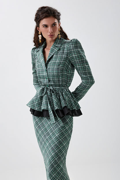 Blouse with Textured Tweed-Effect Print