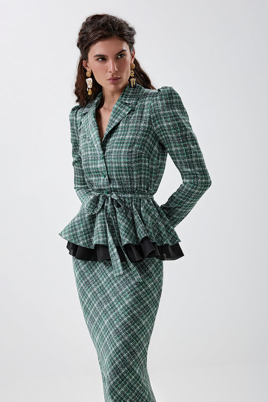 Blouse with Textured Tweed-Effect Print