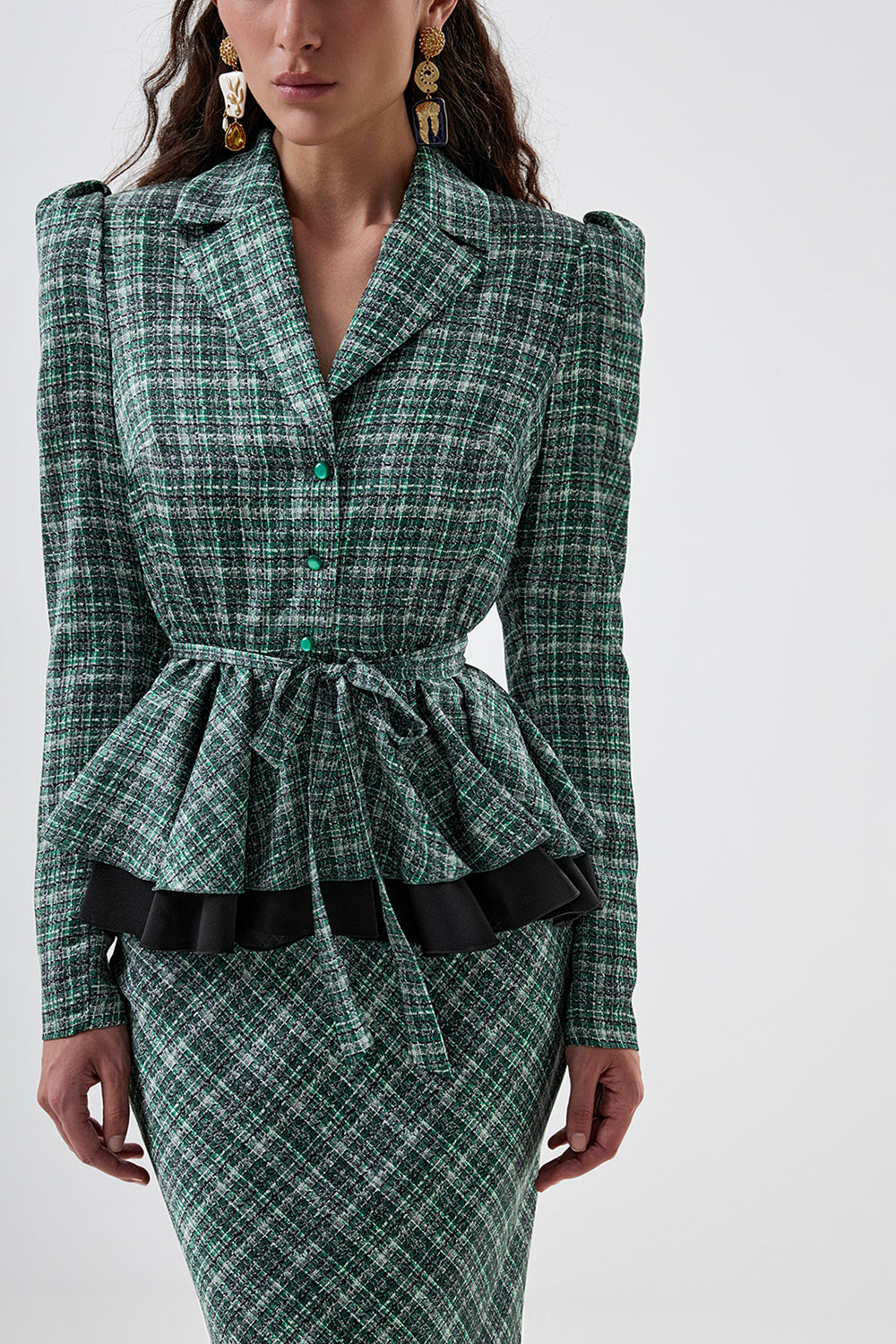 Blouse with Textured Tweed-Effect Print