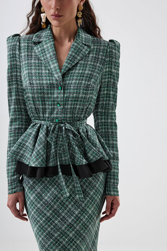 Blouse with Textured Tweed-Effect Print
