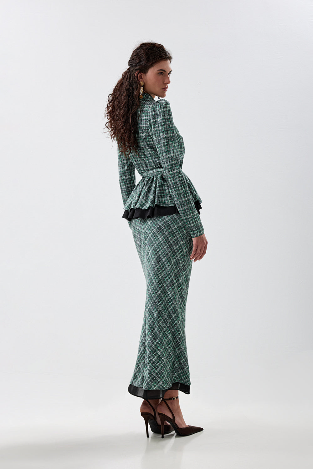Blouse with Textured Tweed-Effect Print