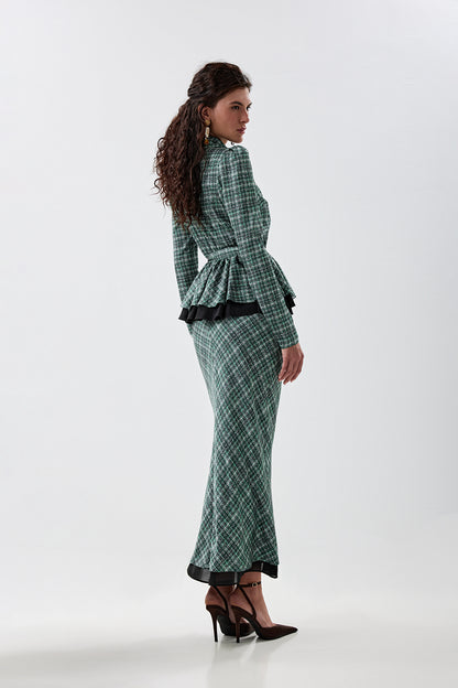 Maxi Skirt with Textured Tweed-Effect Print