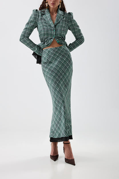 Blouse with Textured Tweed-Effect Print
