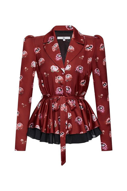 Blouse with Textured Tweed-Effect Print