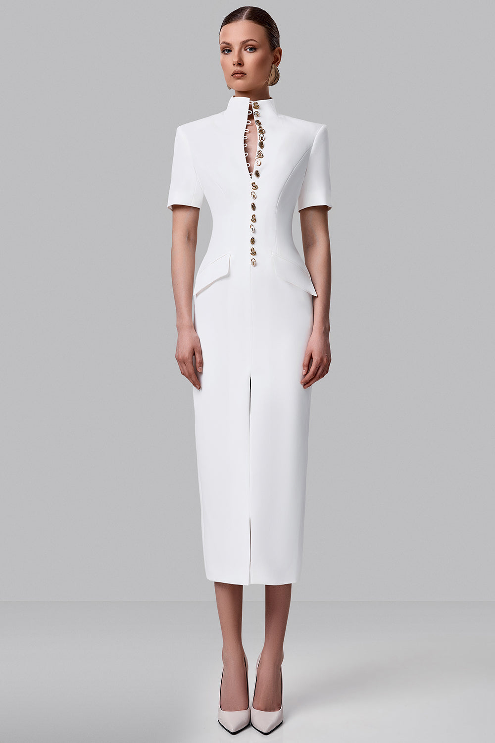 Fitted Dress with Statement Buttons