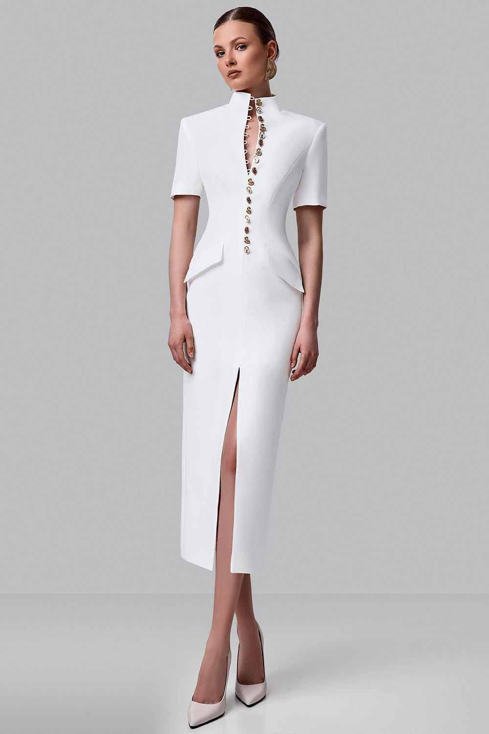 Fitted Dress with Statement Buttons
