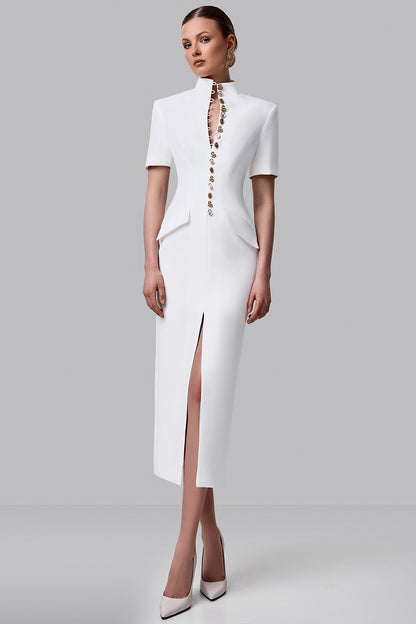Fitted Dress with Statement Buttons