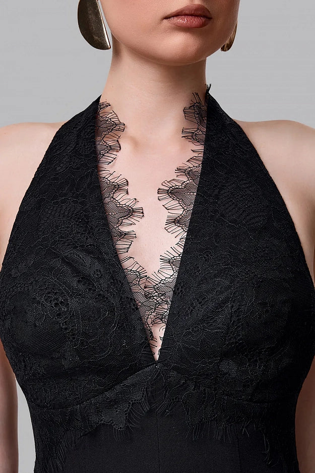 Midi dress with a lace bodice
