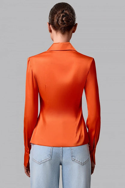Fitted Satin Shirt with Button Front