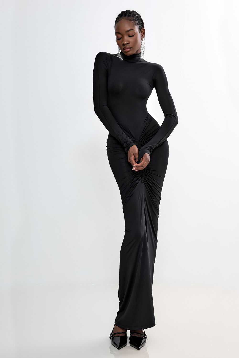 Ruched Jersey Midi Dress
