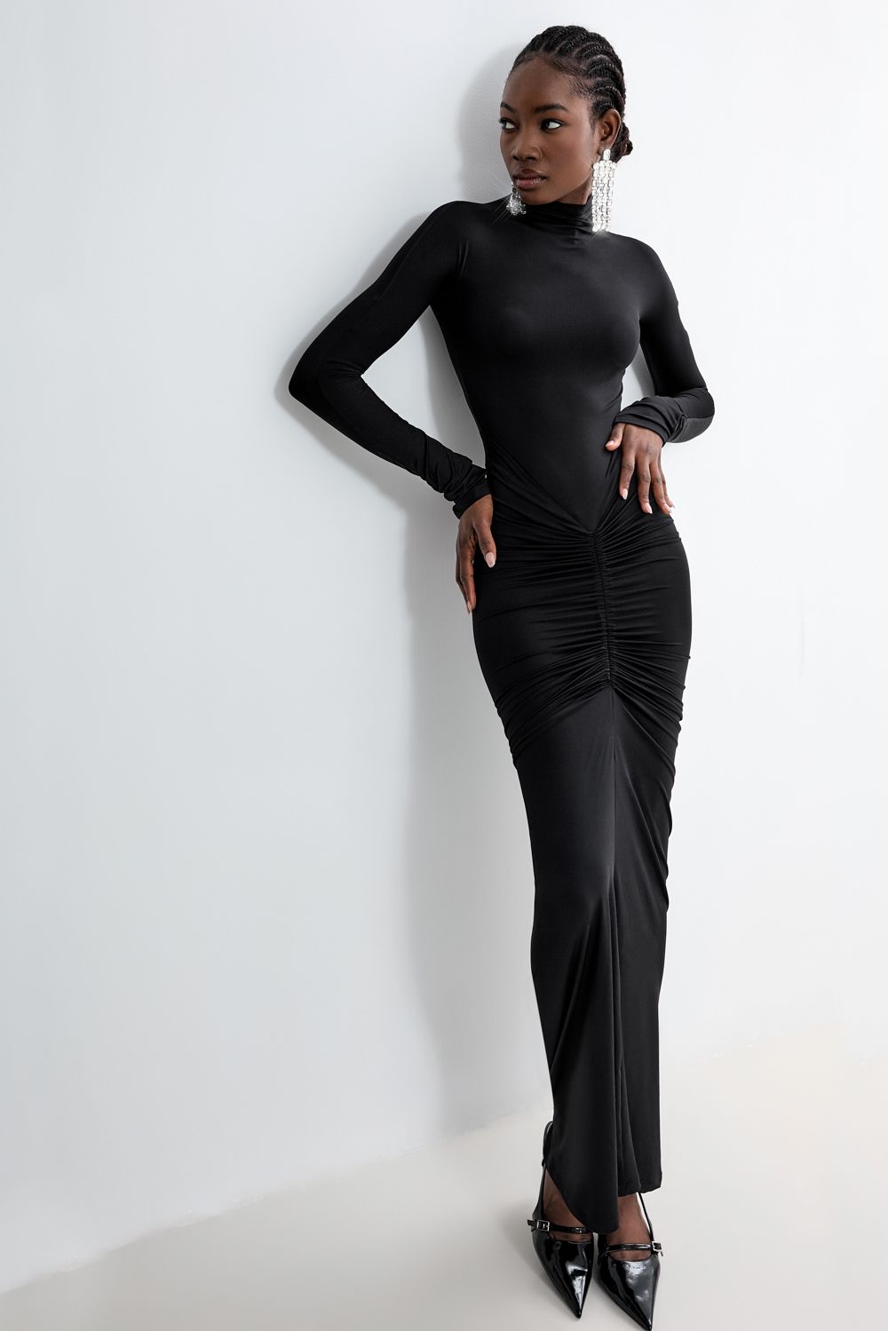 Ruched Jersey Midi Dress