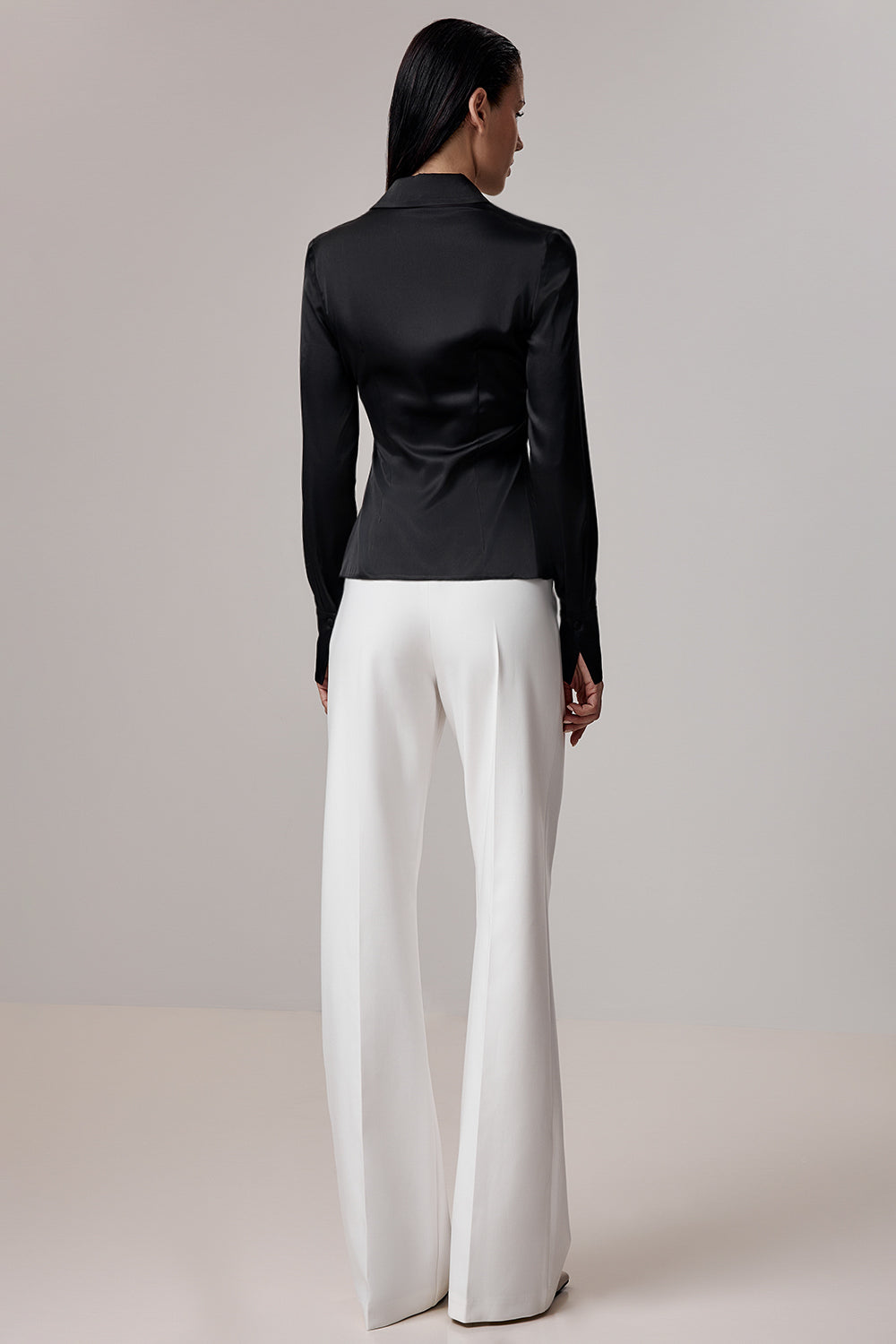 Fitted Satin Shirt with Button Front
