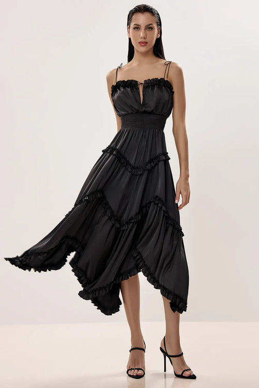 Midi Dress with Asymmetric Skirt