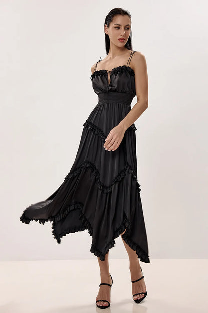 Midi Dress with Asymmetric Skirt