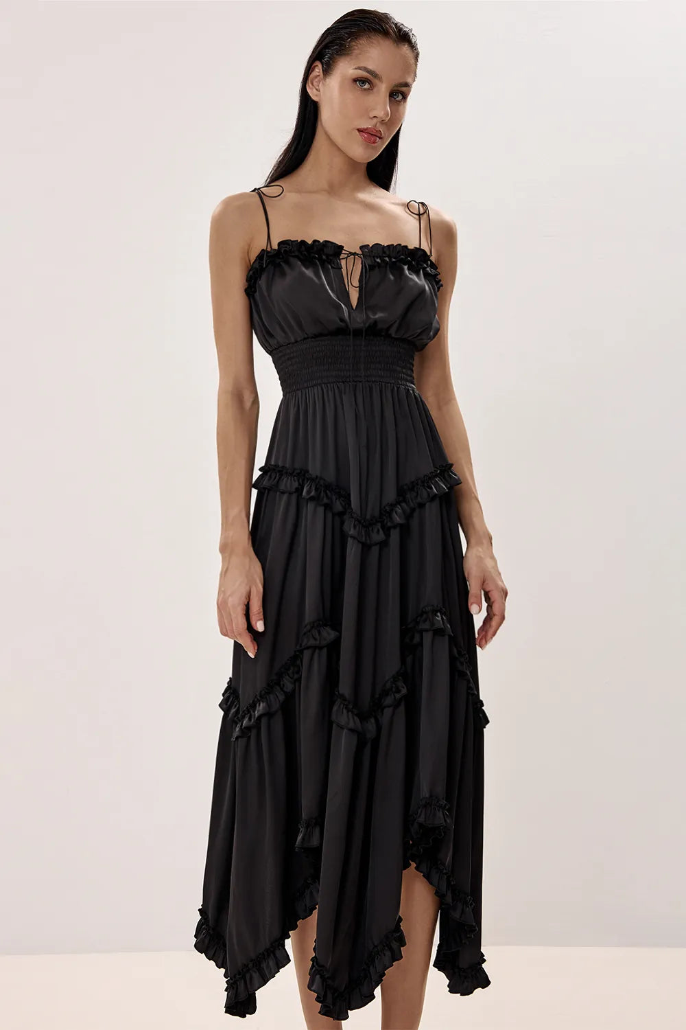 Midi Dress with Asymmetric Skirt