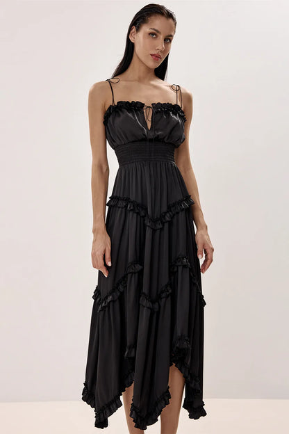 Midi Dress with Asymmetric Skirt