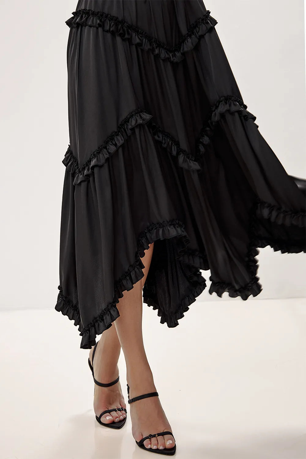 Midi Dress with Asymmetric Skirt