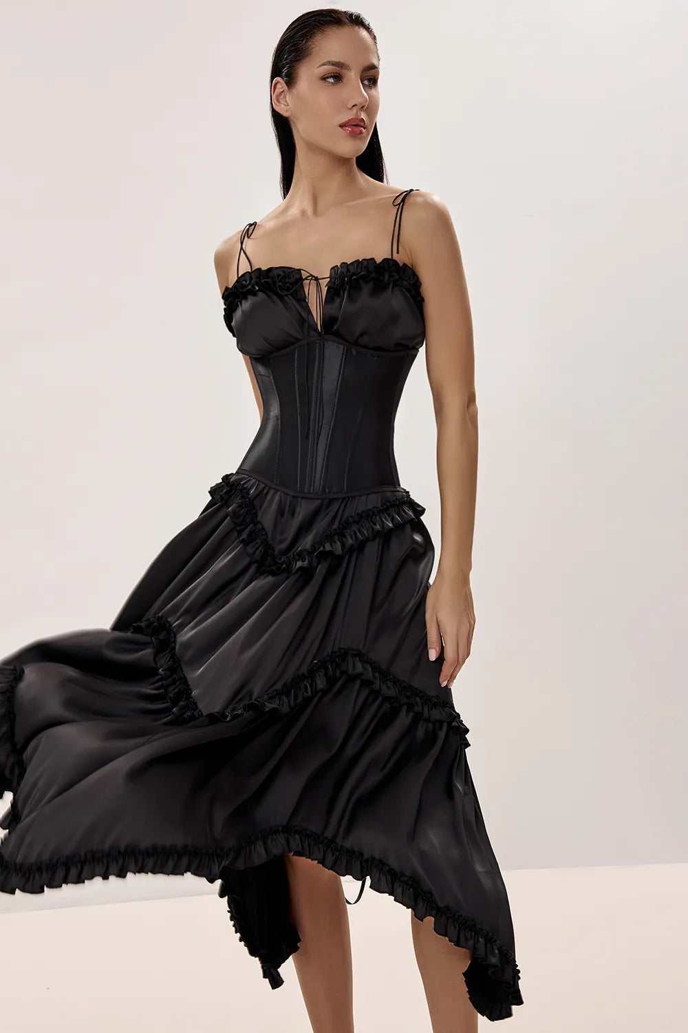 Midi Dress with Asymmetric Skirt